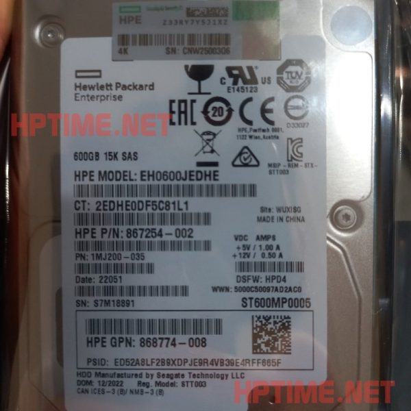 قیمت هارد سرور HPE 600GB SAS 15K 12G نو اچ پی با یکسال گارانتی تعویض