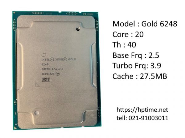 مشخصات قیمت و خرید سی پی یو cpu intel xeon Gold 6248 برای سرور hp G10 هسته فیزیکی 20 core مناسب سرورهای اداری