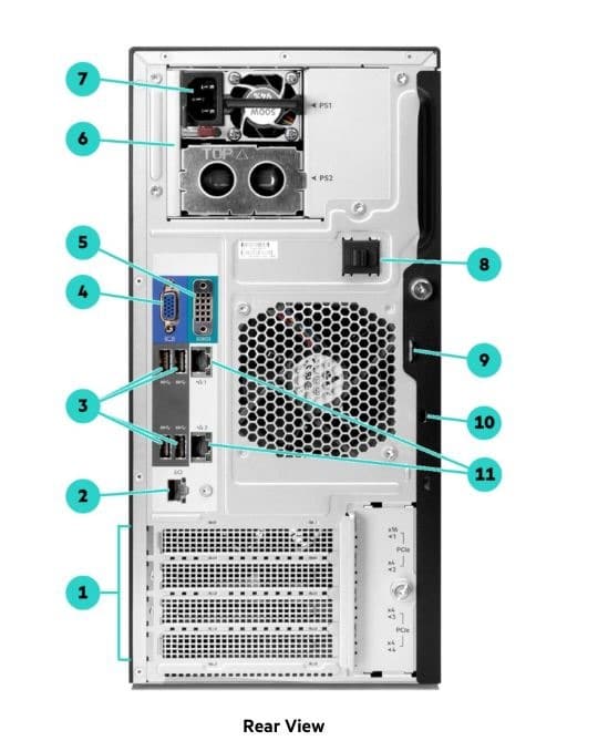 تشریح پشت سرور HP ML30 G10