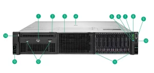 Front View – 8SFF chassis with optional Universal Media Bay shown سرور dl380 g11 hp