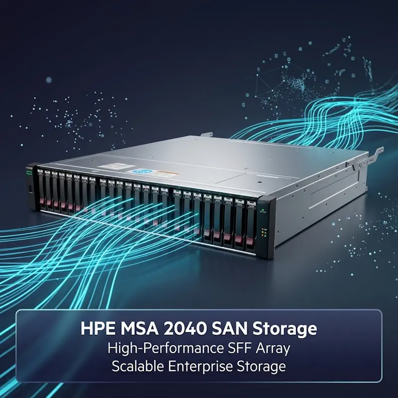 خرید MSA 2040 SFF با پشتیبانی از درایو 2.5 اینچی، RAID پیشرفته، کنترلر دوگانه و رابط SAS، iSCSI یا FC. بررسی مشخصات، سازگاری و ویژگی‌های استوریج HPE MSA 2040 SFF.